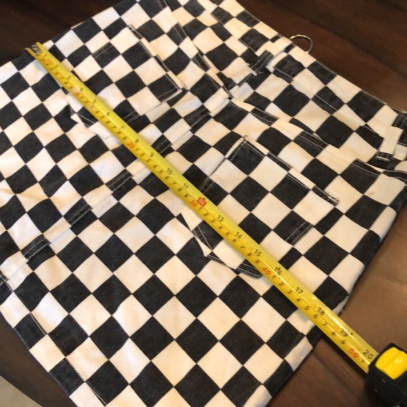 Signature8 Fun Checkerboard classic soft denim skirt, bold red zipper front - Picture 7 of 8